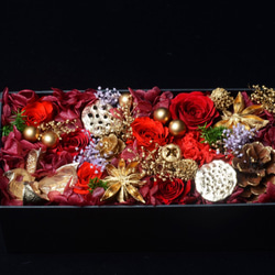 【クリスマス限定】レッドローズ　フラワーボックスアレンジメントL クリスマスラッピング対応 8枚目の画像