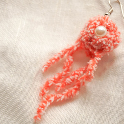 手工鉤織耳環 | 粉紅水母(單支) 第2張的照片