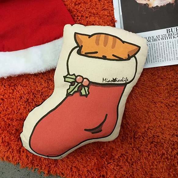 【kuroi-T】【聖誕禮物】聖誕襪襪 | 純棉帆布形狀抱枕 第1張的照片