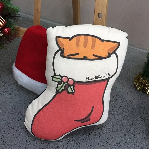 【kuroi-T】【聖誕禮物】聖誕襪襪 | 純棉帆布形狀抱枕 第2張的照片