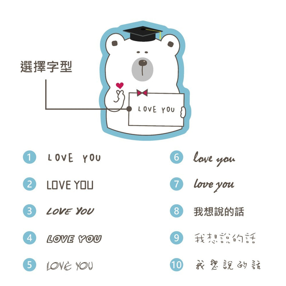 畢業禮物 客製文字 渴渴熊 純棉帆布形狀抱枕 第7張的照片