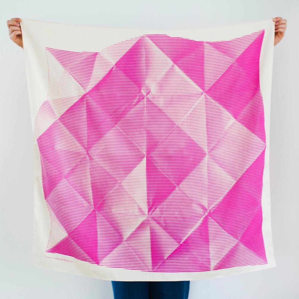 Folded Paper Pink Furoshiki (風呂敷 / スカーフ)