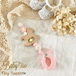 ゆんらり木馬のピンクシューズクリッパー　tinyteeth ファーストシューズ　ベビーギフト　出産お祝い　1歳　ピンク 1枚目の画像