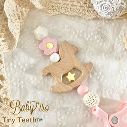 ゆんらり木馬のピンクシューズクリッパー　tinyteeth ファーストシューズ　ベビーギフト　出産お祝い　1歳　ピンク 2枚目の画像