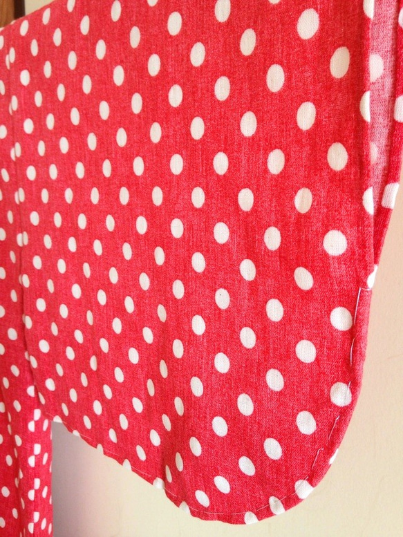子供浴衣(80～90サイズ)　赤に水玉模様 4枚目の画像