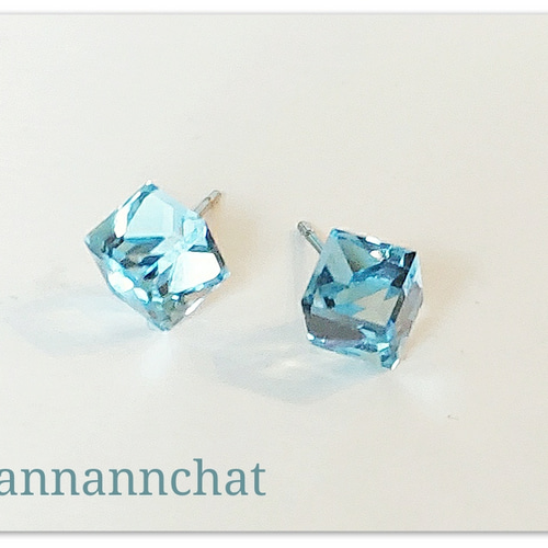 ステンレスピアス 3月の誕生石 3mm アクアマリンピアス（両耳用