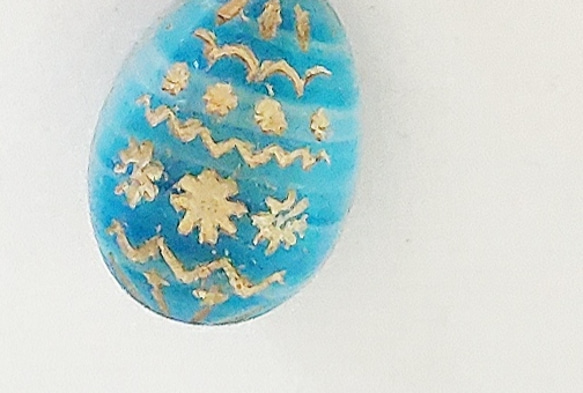 【チェコ製　ターコイズ　卵　チェコガラス　ネックレス】イースター　春　鳥 3枚目の画像