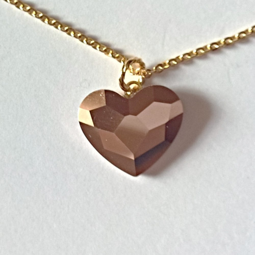 ローズゴールド 大粒14mm スワロフスキーハートの ネックレス  