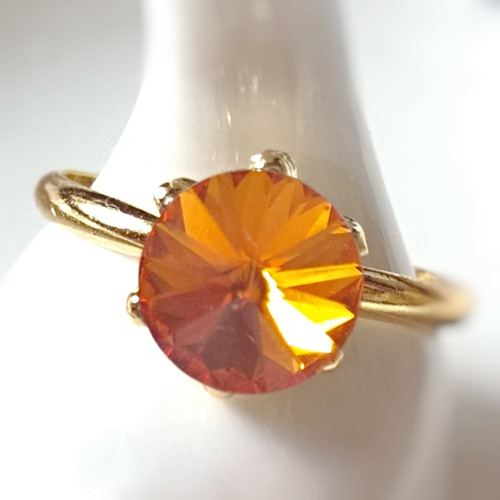 sparkle スワロフスキー 一粒リング 】タンジェリン(オレンジ