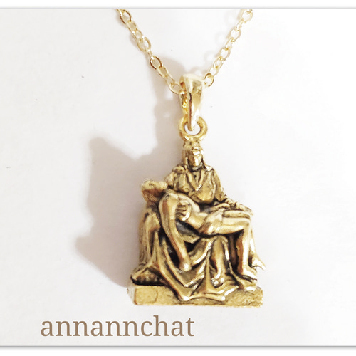 【希少】 Peter Mook オブジェ ピエタ像（ミケランジェロ） の ネックレス】アンティックゴールド