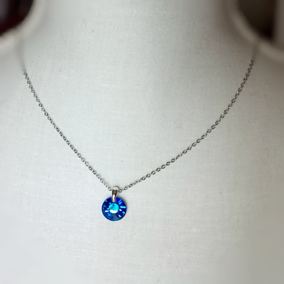 【稀少　スワロフスキー バミューダーブルー　sun necklace】１２ｍｍ　バミューダブルー 3枚目の画像