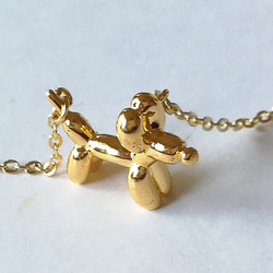 【 バルーン　風船　　犬（小）　の　ネックレス】ゴールド　 4枚目の画像