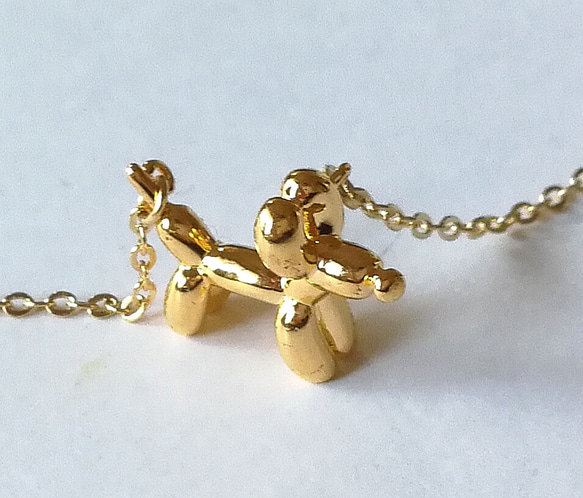 【 バルーン　風船　　犬（小）　の　ネックレス】ゴールド　 4枚目の画像