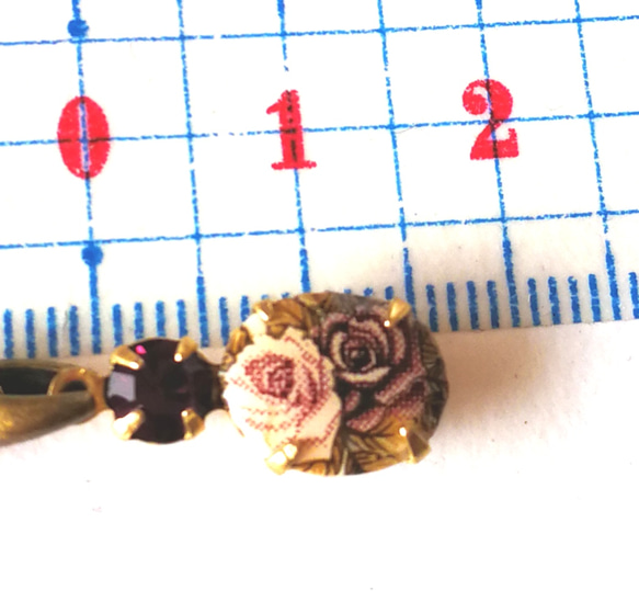 【ヴィンテージ　薔薇　＆　スワロフスキー　アメジスト　の　ネックレス】 バラ　ばら　紫　ピンク　花 3枚目の画像
