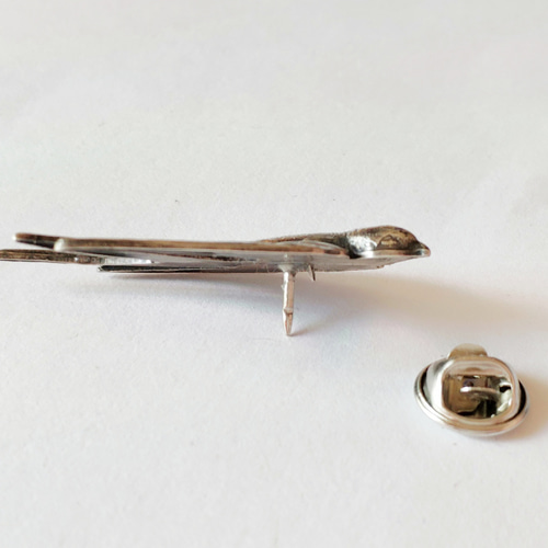 メキシカン　シルバーピン　スタンプワーク　ブローチ ツバメ flying swallow アメリカ製 44mm シルバー）ピンブローチ