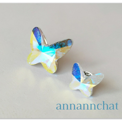 SWAROVSKI❤️✨スワロフスキー✨ピンブローチ 蝶々 スワロフスキー 二羽の蝶（クリスタルオパール） 幸運のピン