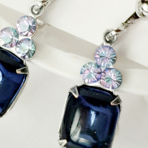 ヴィンテージ スワロフスキー ネイビー(紺）＆ ヴィトレイルライトの