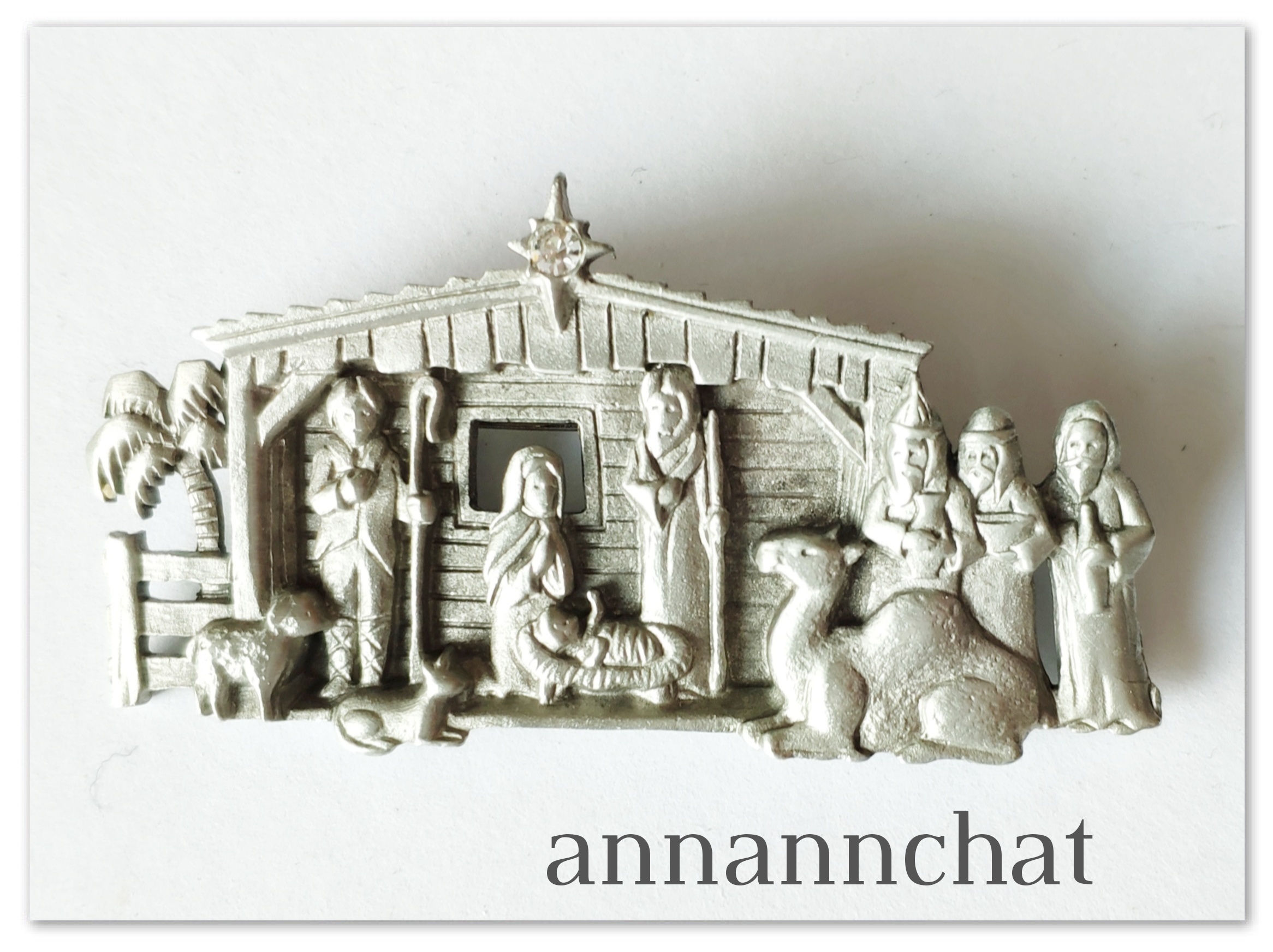 【稀少　クリスマス　NATIVITY　キリスト降誕　ラインストーン　ビンテージ   ブローチ】賢者　聖夜　クリスマス