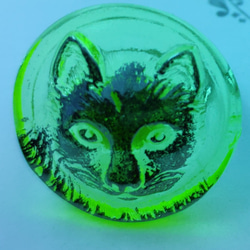 【猫（ネコ）　チェコガラス　ビンテージ　リング】母の日　ウランガラス　チェコガラス　シトロン 5枚目の画像