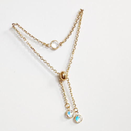 スワロフスキー2色クリスタル系 ゴールドチェーン スライダー調節