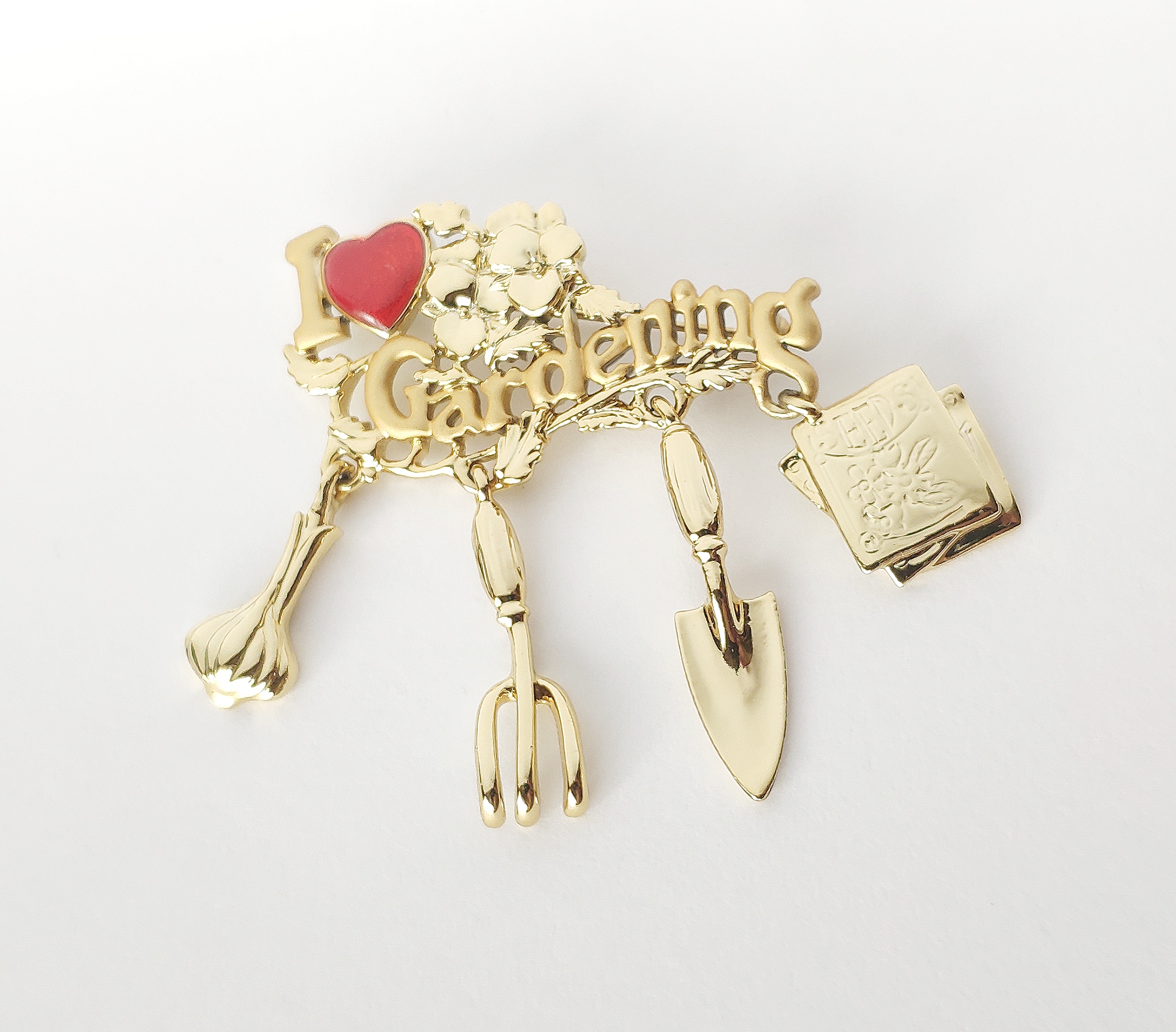 【ビンテージ  　ガーデニング　園芸用品　の揺れる　ブローチ】母の日　スコップ　種　球根　植物　花