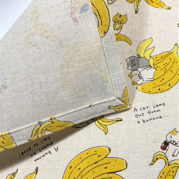 なりきりバナナ猫　40×30　ランチマット　♡プレゼントに♡生成り 4枚目の画像