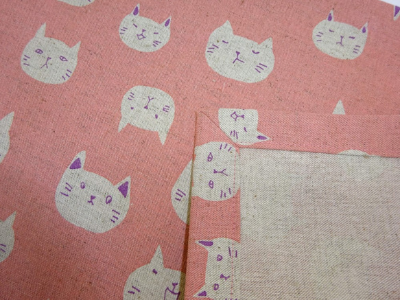 入園３点セット　ピンクの猫ちゃん柄の弁当袋　コップ袋　ランチマット 4枚目の画像