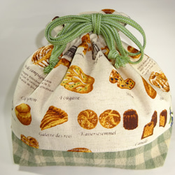 【受注制作】　美味しいパンの巾着お弁当袋 1枚目の画像
