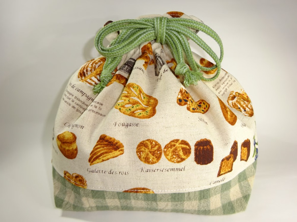 【受注制作】　美味しいパンの巾着お弁当袋 1枚目の画像