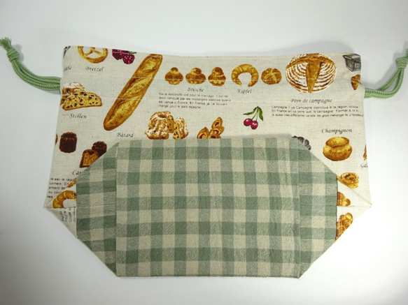 【受注制作】　美味しいパンの巾着お弁当袋 5枚目の画像