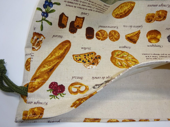 【受注制作】　美味しいパンの巾着お弁当袋 6枚目の画像