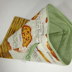 美味しいパンの籠載せ巾着袋　小さなサイズ　24×18　 4枚目の画像