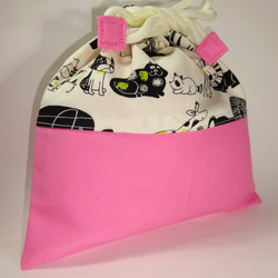ラストワン！可愛いアニマル柄の小さな巾着　コップ袋・おもちゃ入れ　女の子ピンク 5枚目の画像