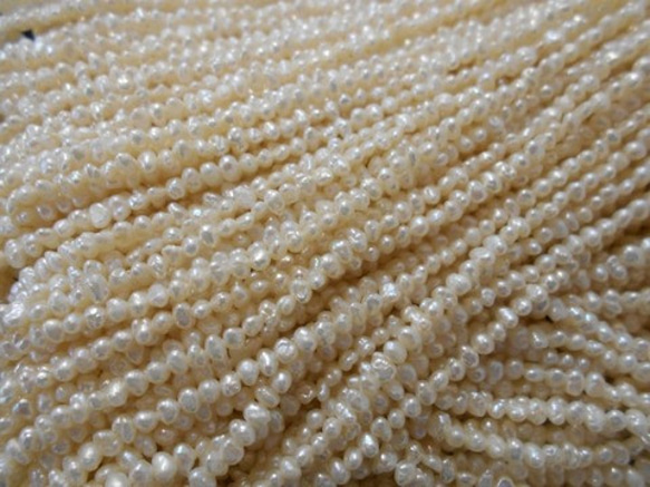 淡水真珠 １連ビーズ販売 お得な５本セット売り 小粒タイプ (ケシパール) 送料無料 1枚目の画像