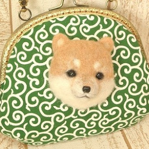 豆助風 がま口バッグ 羊毛フェルト*柴犬 がま口 MilkyWay工房