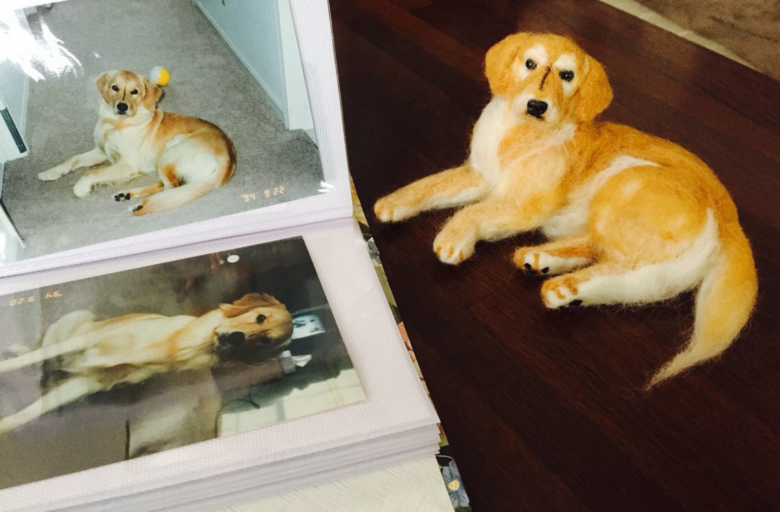 羊毛フェルト　ハンドメイド　ゴールデンレトリバー ゴールデンレトリバー 羊毛フェルト セミ オーダーメイド 品