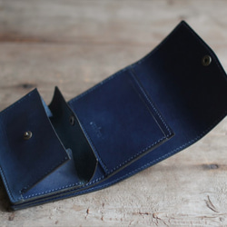 藍染革[migaki] コンパクトミニ財布 3枚目の画像