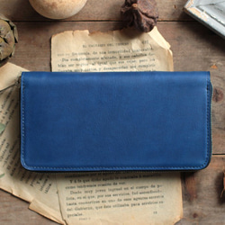 藍染革　ラウンドファスナー長財布 2枚目の画像