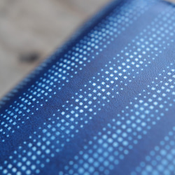 藍染牛皮材質[江戶風情細小圓點條紋]鑰匙包 第7張的照片