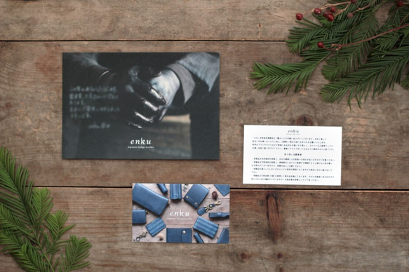 [隨著聖誕節包裹靛藍染色皮革雙折錢包Creema限於 第7張的照片