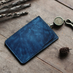 靛藍染色皮革 [migaki] 附捲軸 IC 卡/通行證盒 [Kamiko] 第3張的照片