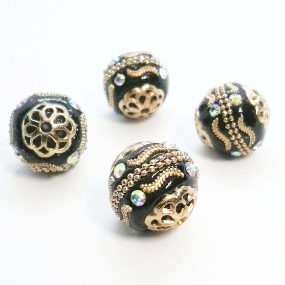 オリジナル手染めビーズ使用♪水色インドネシアビーズのボールペン❤