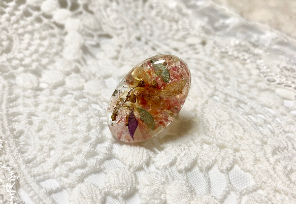 紫陽花 & かすみ草 & スターチス ＊ レジン指輪 レジンリング レジン 指輪 ドライフラワー ピンクゴールド 水色 4枚目の画像