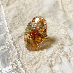 紫陽花 かすみ草 スターチス レジン指輪 レジンリング レジン 指輪 グリーン 結婚式 卒業式 入学式 ゴールド 霞草 1枚目の画像