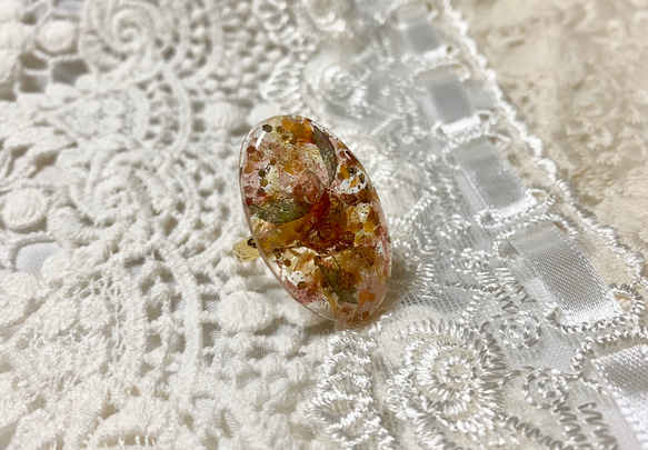 紫陽花 かすみ草 スターチス レジン指輪 レジンリング レジン 指輪 グリーン 結婚式 卒業式 入学式 ゴールド 霞草 2枚目の画像