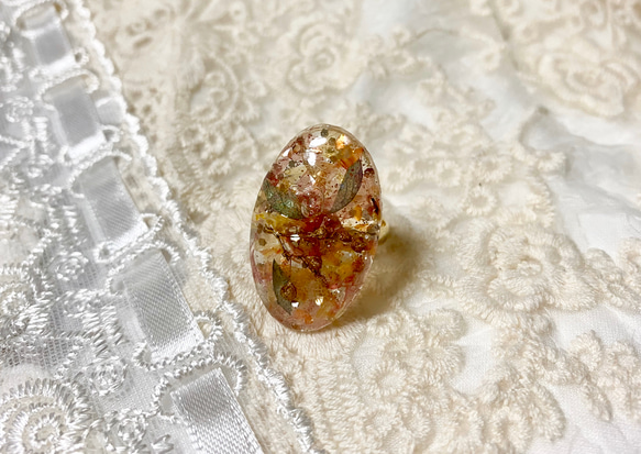 紫陽花 かすみ草 スターチス レジン指輪 レジンリング レジン 指輪 グリーン 結婚式 卒業式 入学式 ゴールド 霞草 3枚目の画像