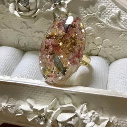 紫陽花 かすみ草 スターチス レジン指輪 レジンリング レジン 指輪 ドライフラワー 春色 桜色 ピンク 卒業式 入学式 2枚目の画像