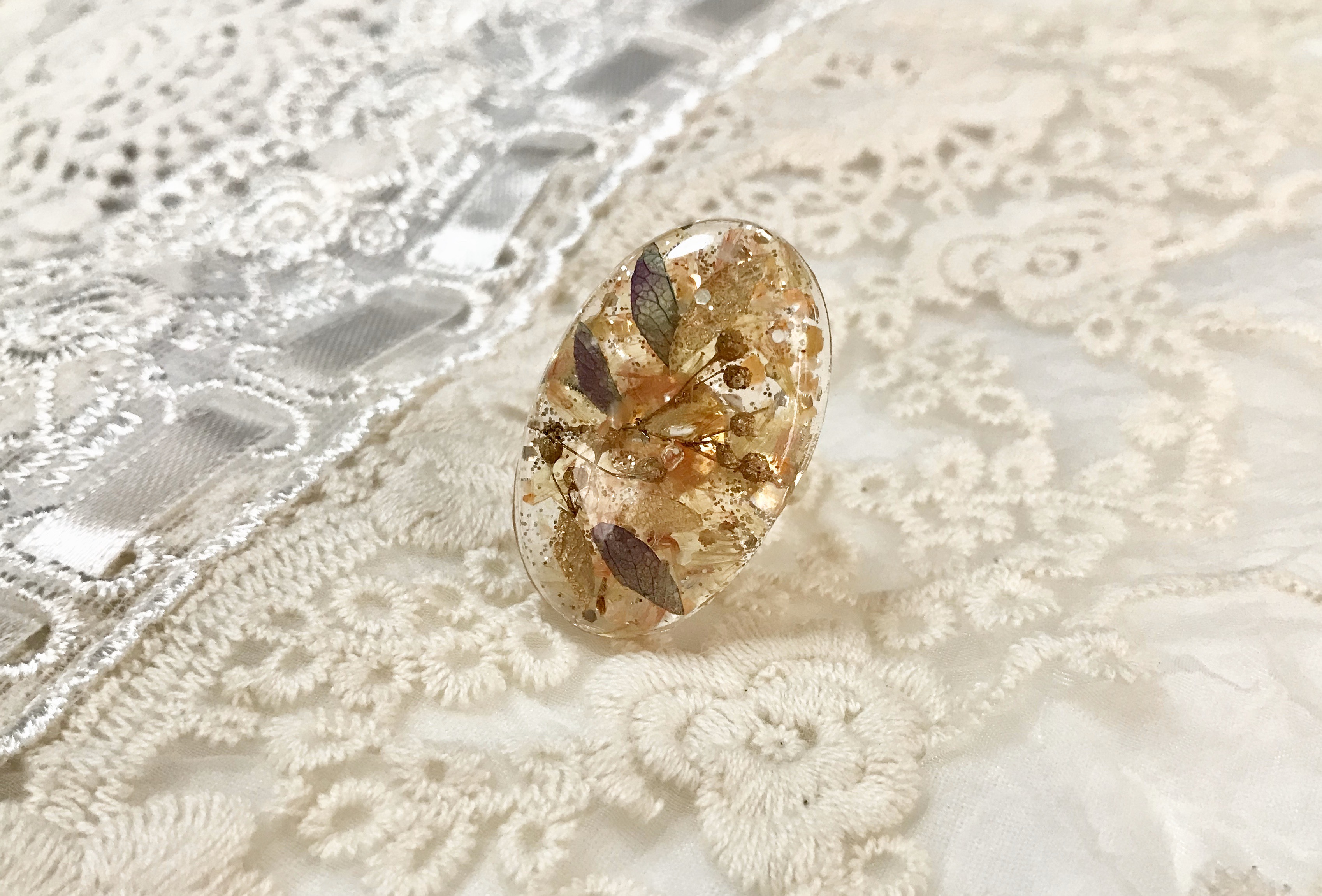 ピアス　オレンジ　レジン　かすみ草　ハート　パールチャーム　ビジュー　紫　春 ピアス オレンジ レジン かすみ草 ハート パールチャーム ビジュー 紫 春