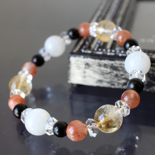 キラキラ煌めく大玉天然サンストーンブレスレットパワーストーン天然石