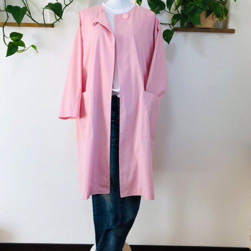 ワッシャーコットン春ん♪新作桜色スプリングコート桜ピンク ワッシャーコットン春ん♪新作桜色スプリングコート桜ピンク
